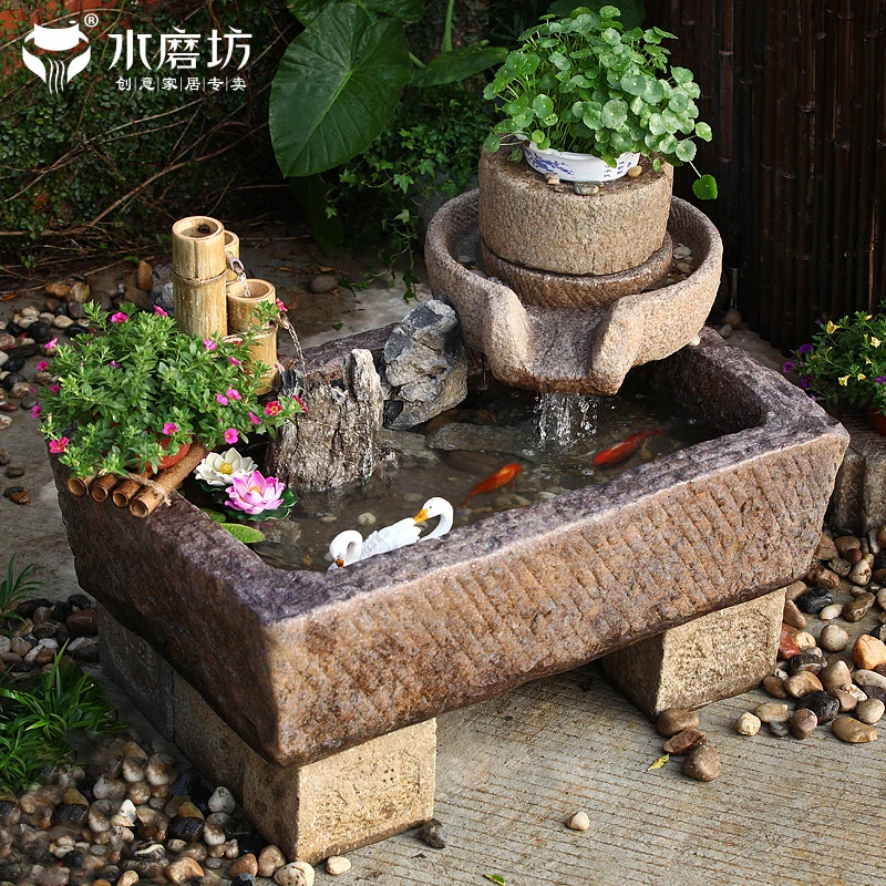 石槽C款流水禅意装饰摆件