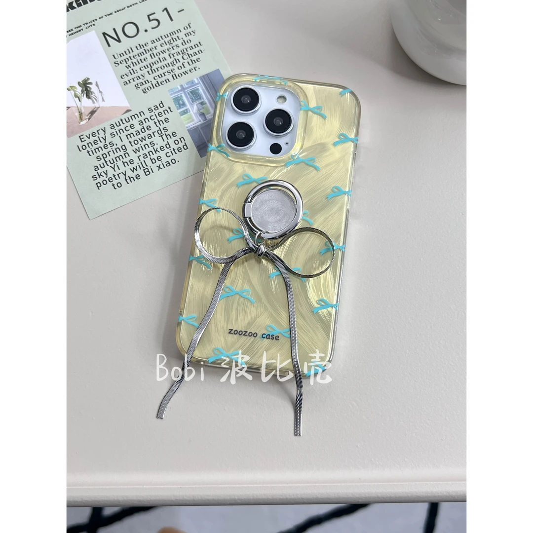 ins高级感创意个性蝴蝶结网红羽纱适用苹果手机壳iPhone15/14防摔