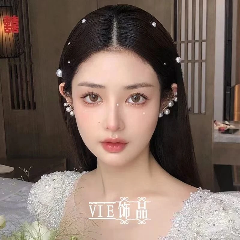 合金耳饰 新娘珠耳环冷轻奢高级感时尚气质百搭淡风复古结婚婚纱