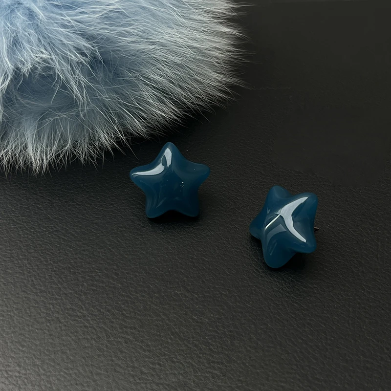 合金耳饰 【蓝色星星】果冻色海蓝星星高级感耳环佰搭简约甜美耳饰
