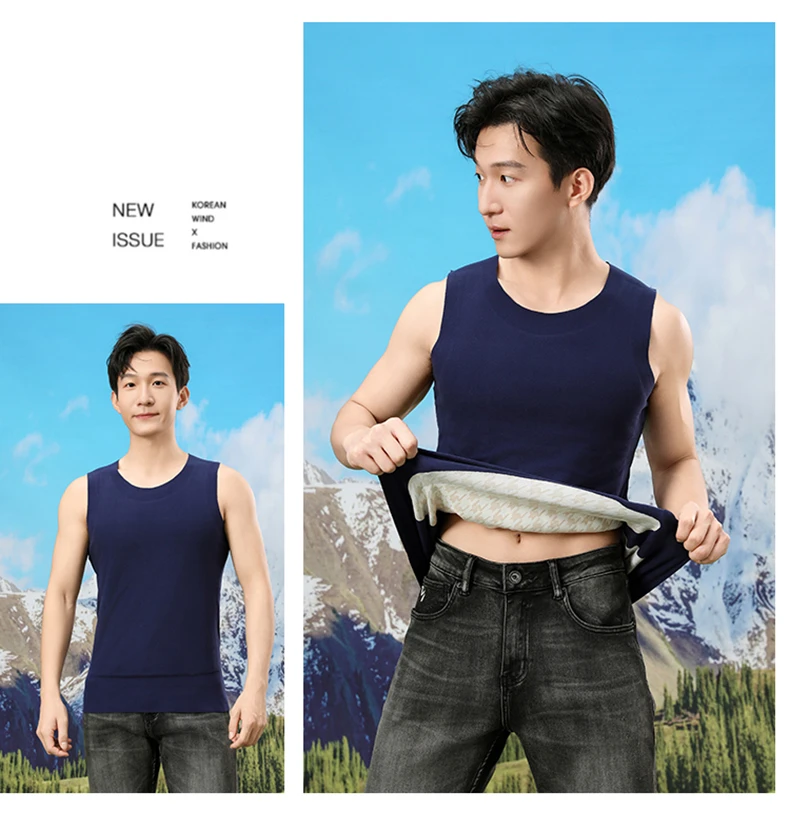 【玲姐专属】秋冬新款男款夹层100%真绵羊毛保暖背心
