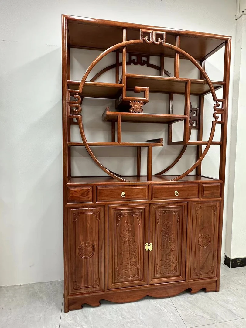 仿古实木多宝阁博古架茶叶古董隔断书架子商两用展示置物架办公室