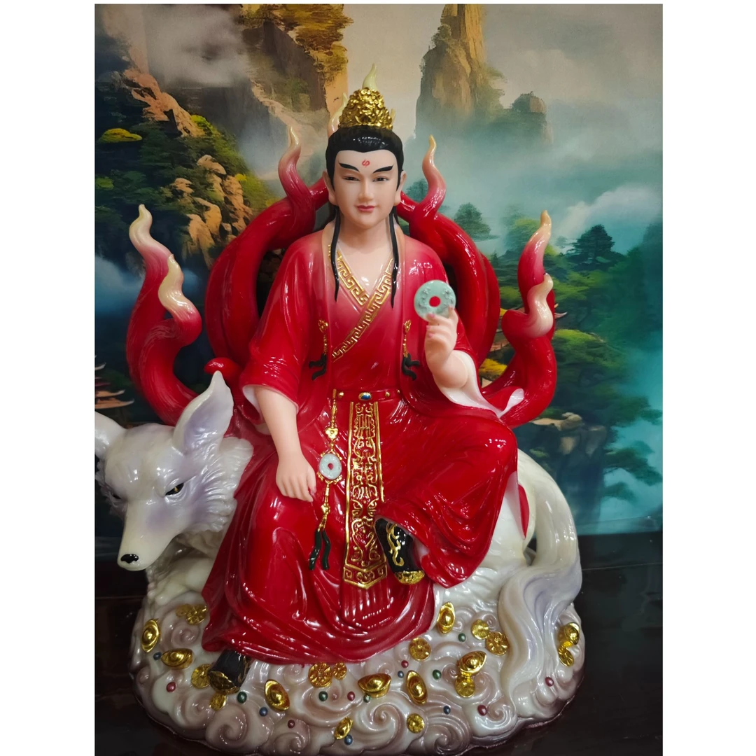 16寸合成汉白玉空心九尾狐九公子