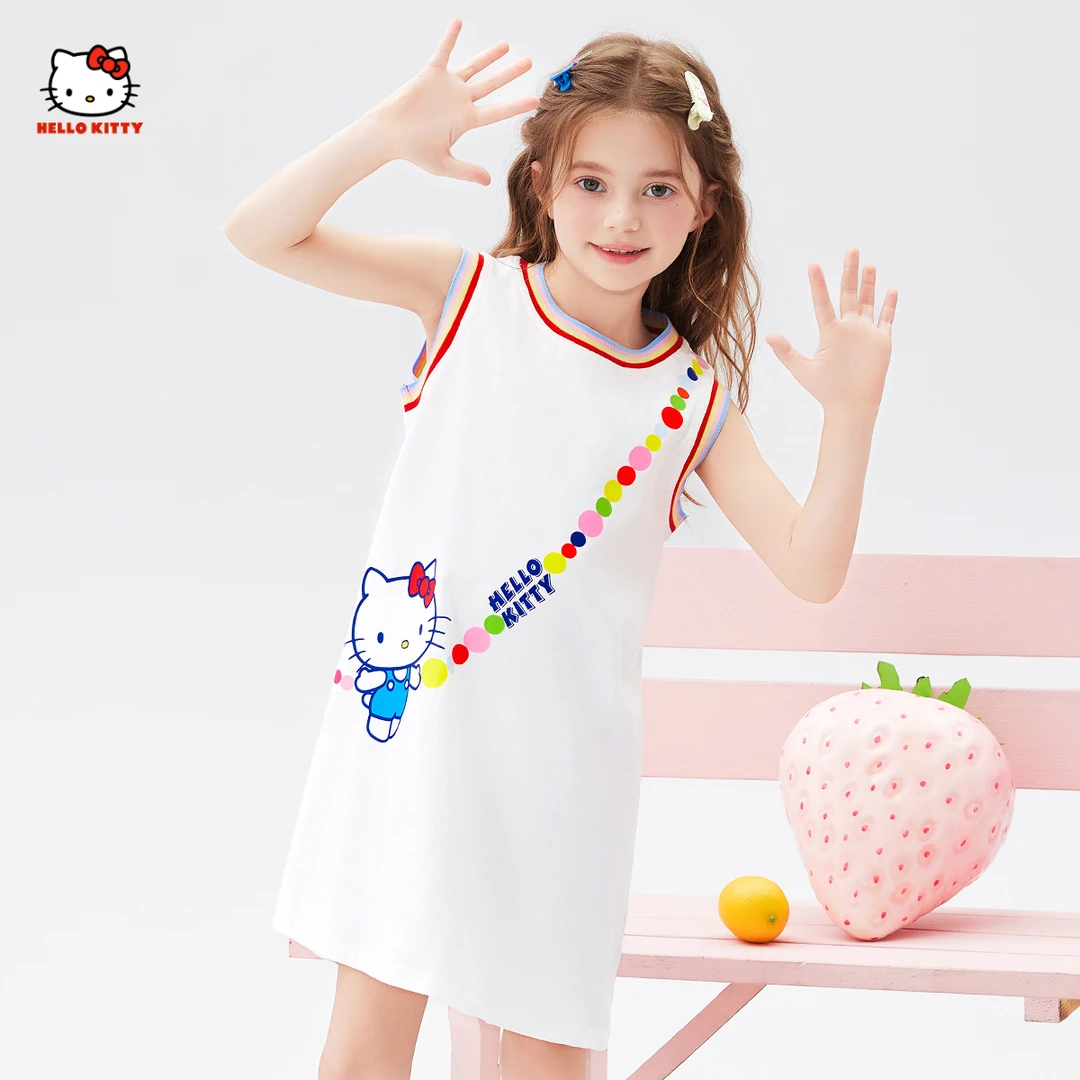 HELLOKITTY/凯蒂猫女童夏季连衣裙小女孩无袖公主裙洋气卡通上衣