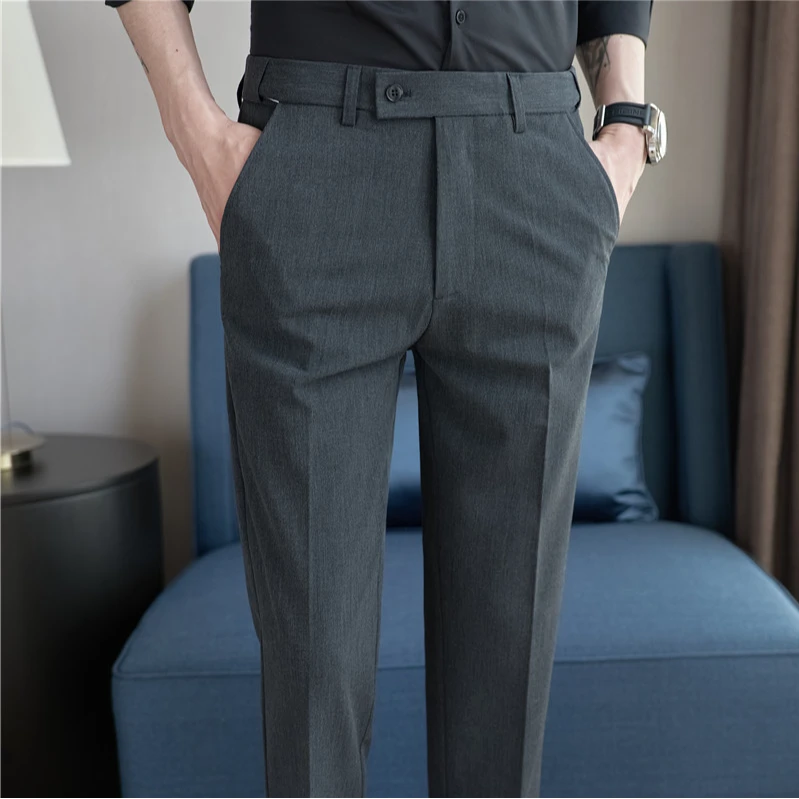 秋冬季男士西裤加绒加厚商务休闲百搭垂感西装裤修身长裤抗皱免烫