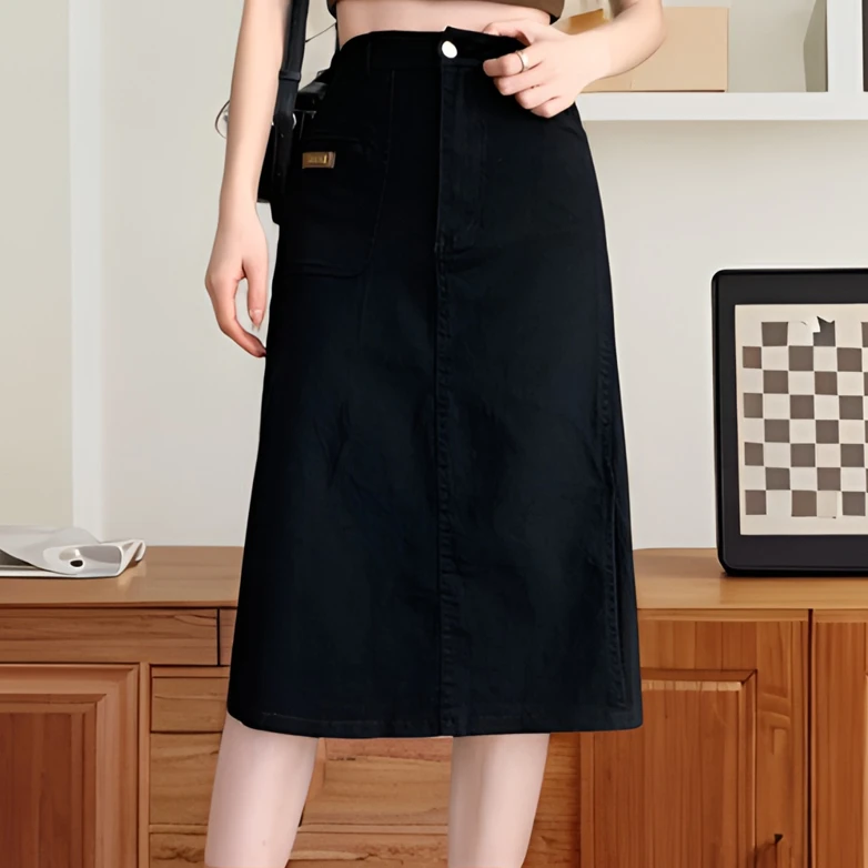 加肥加大码牛仔包臀裙胖妹妹开叉显瘦半身裙微胖女生遮肚子裙子潮