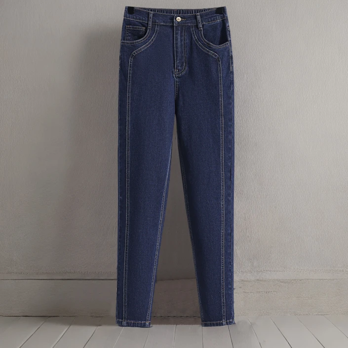 高端大码女装显瘦牛仔裤微胖妹妹修身裤子梨型身材遮肚子老爹裤秋