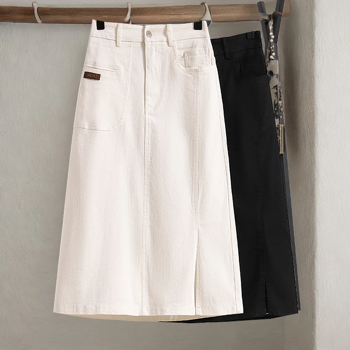 微胖女装牛仔包臀裙大码开叉遮胯显瘦半身裙胖妹妹遮肚子A字裙子