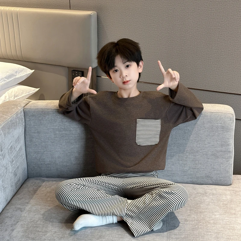 儿童男童女童睡衣秋冬新款家居服秋季中大童长袖男孩秋衣秋裤套装