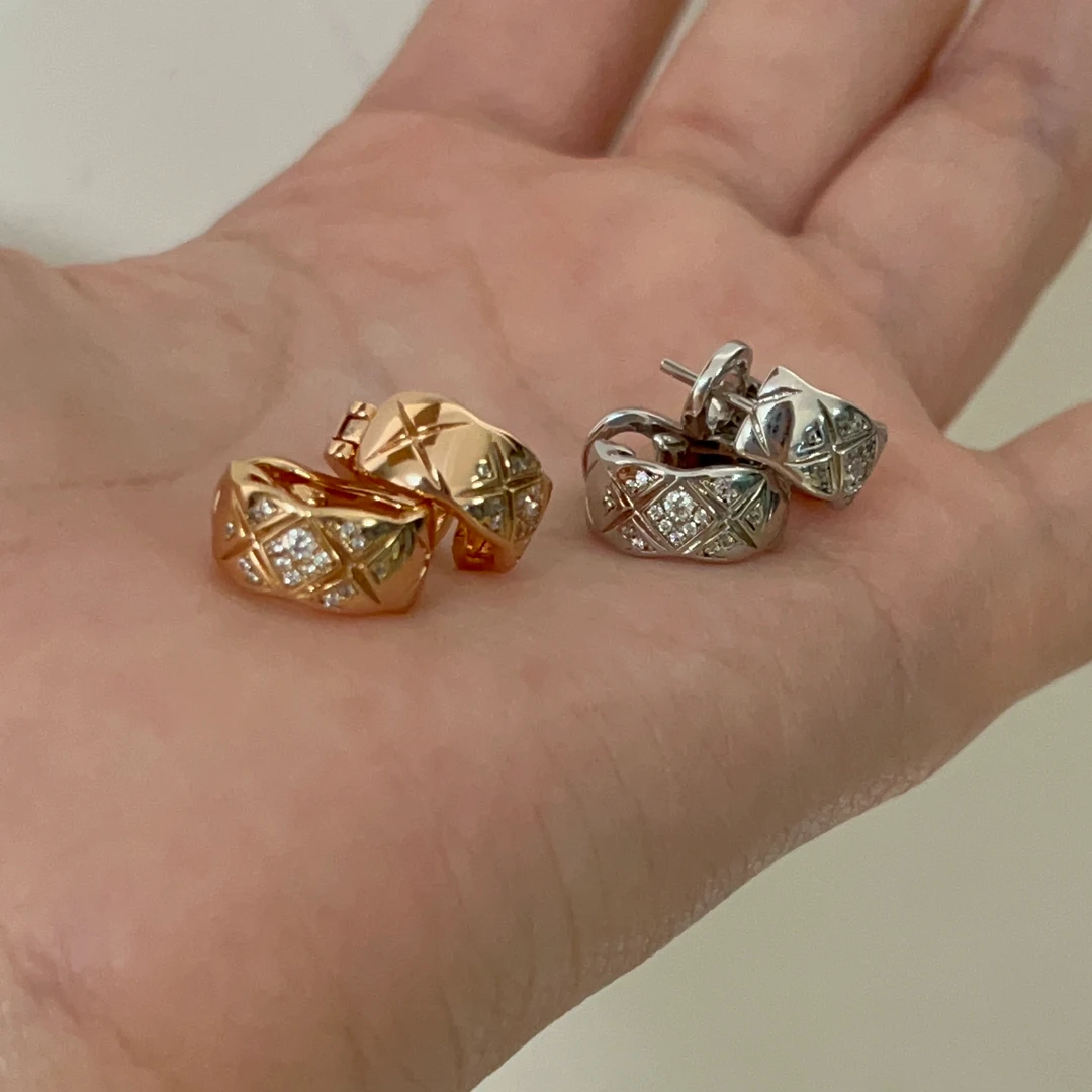 铜合金耳饰 【菱格耳圈】轻奢气质时尚百搭简约精致精美复古素款