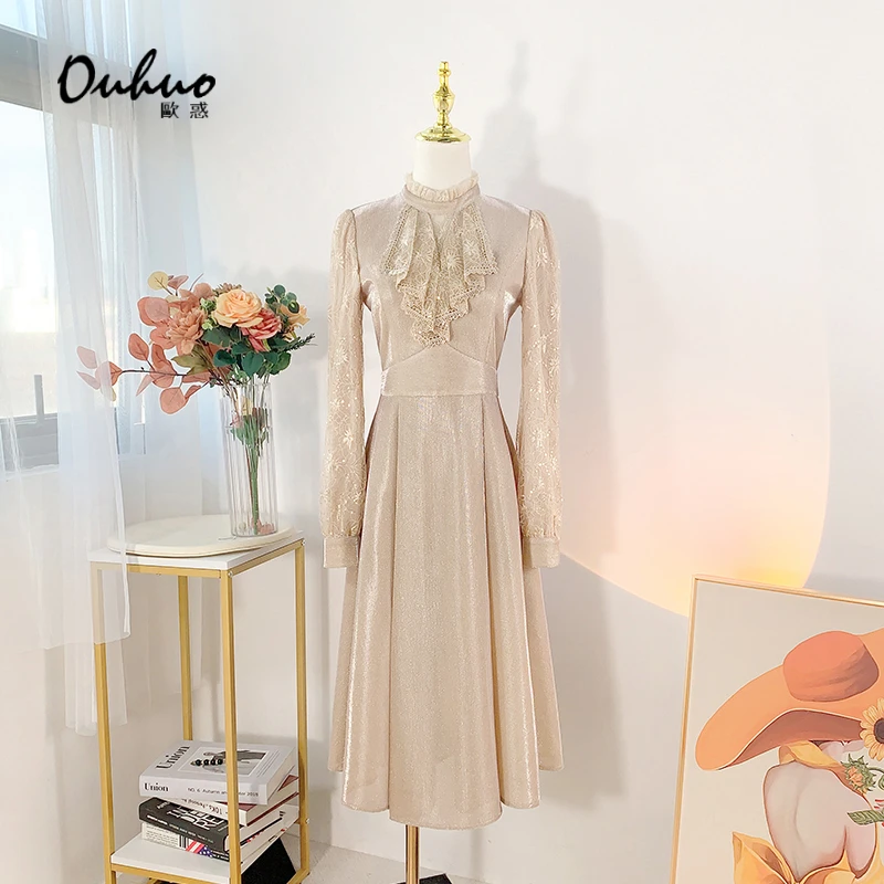 【暮色鎏金‌】2025新款气质高档蕾丝中式国风连衣裙OHDRH01004