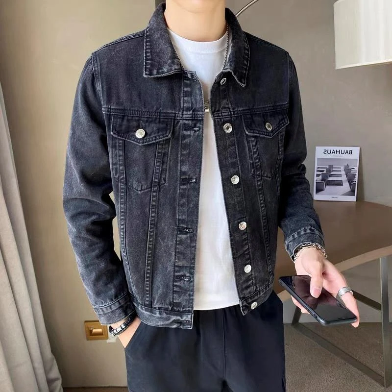 春季新款男士牛仔外套修身秋冬帅气韩版夹克男装大码春秋上衣潮流