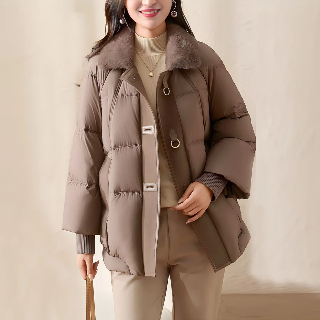 妈妈冬装羽绒服女士2024冬季新款洋气大码加厚保暖白鸭绒毛领外套