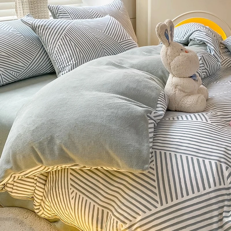 A全棉纯棉B牛奶珊瑚绒被套单件冬天单人加绒被罩法兰绒面被单冬季