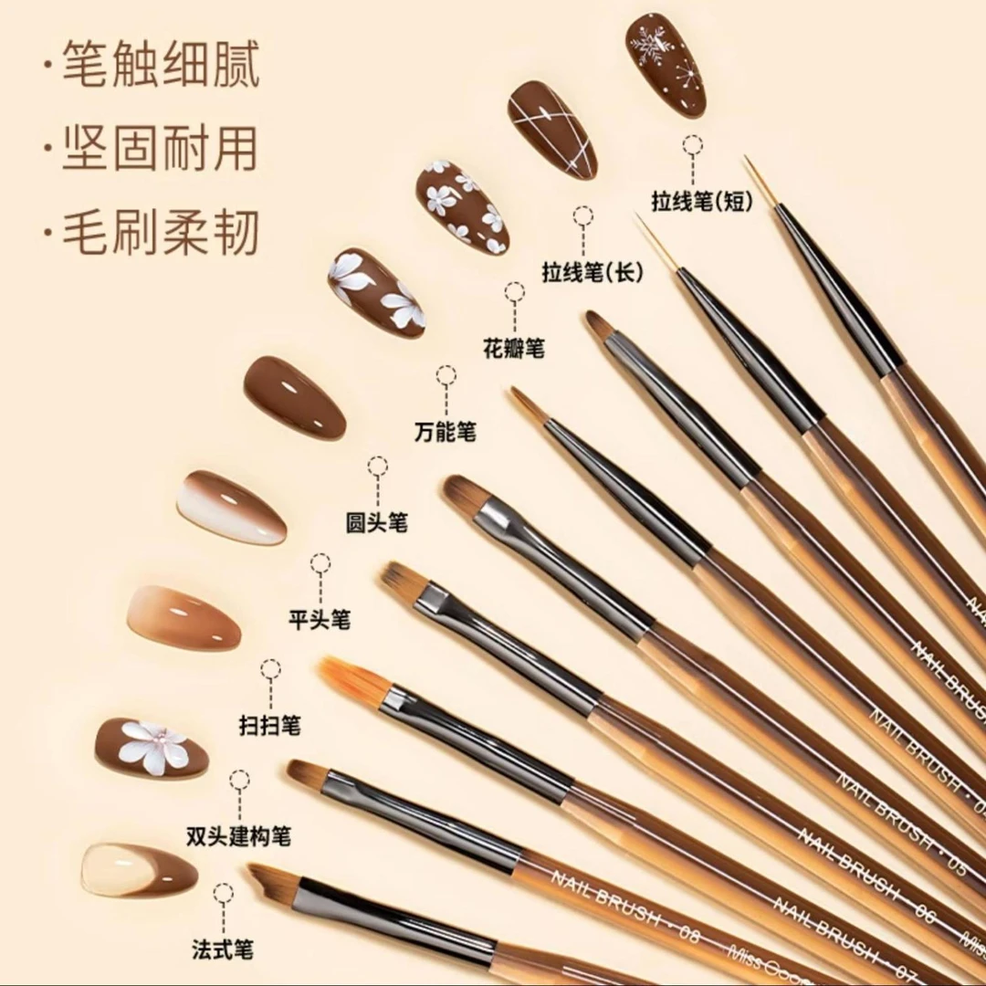 美甲笔刷日式专业拉线笔超细晕染扫扫笔圆头光疗笔美甲店专用