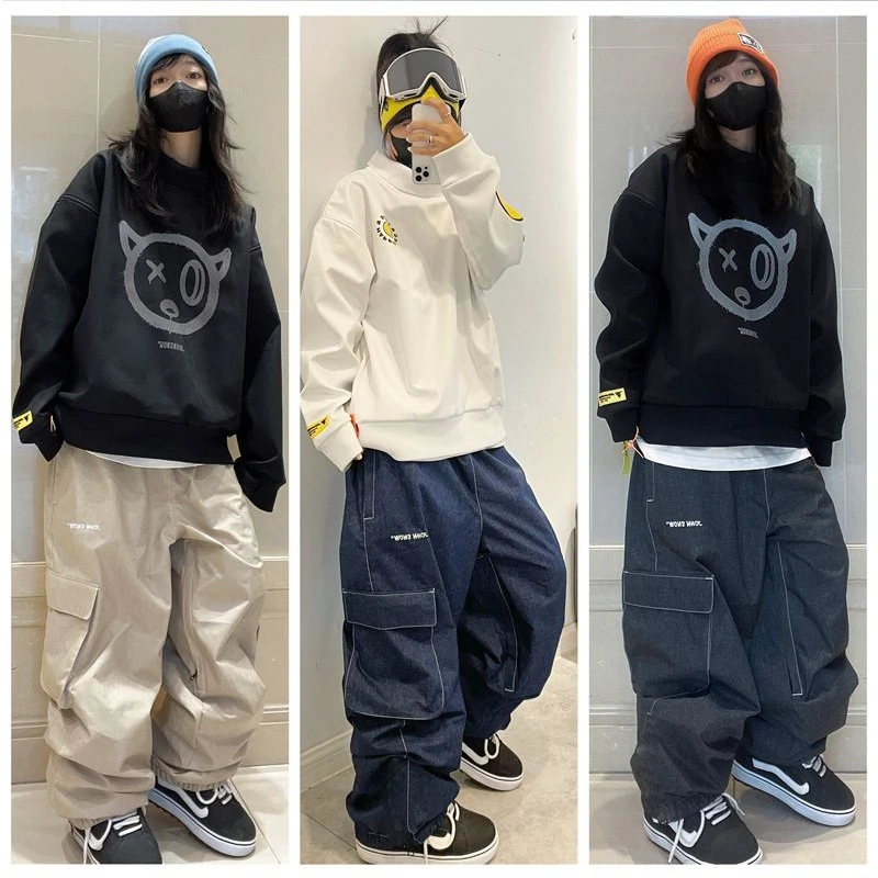 John snow男女单板双板滑雪裤专业牛仔潮牌平花肥版嘻哈防风防水