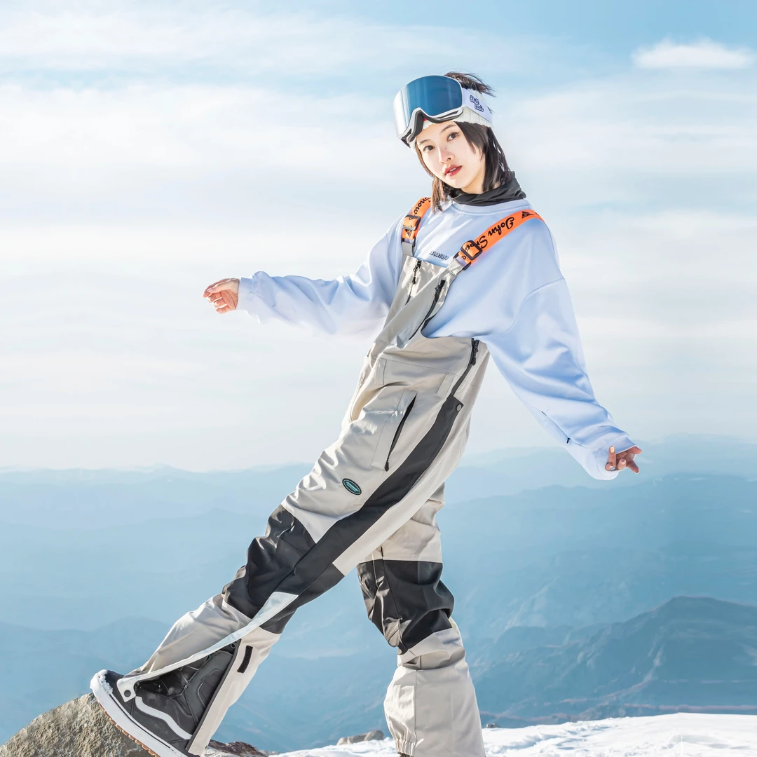 John snow新款滑雪背带裤男女单双板滑雪裤防水连体雪服