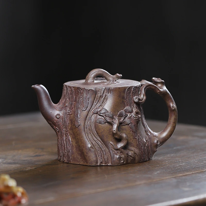 大吉羊柴烧 宜兴紫砂壶茶壶 原矿本山绿泥松形鹤骨250ml李孟华