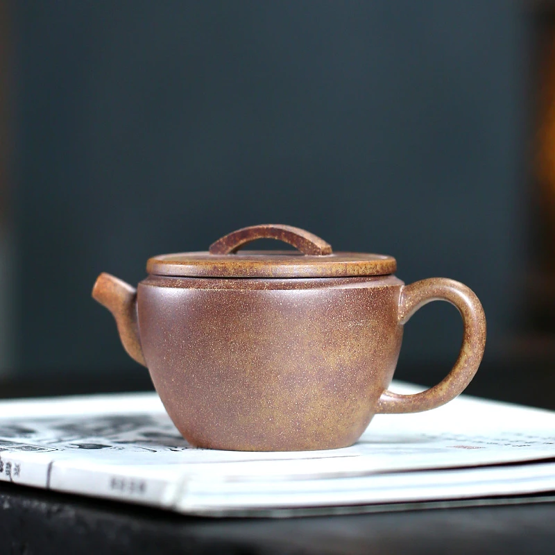 大吉羊柴烧 宜兴紫砂壶茶具 原矿本山绿泥大口汉瓦140ml庄杰