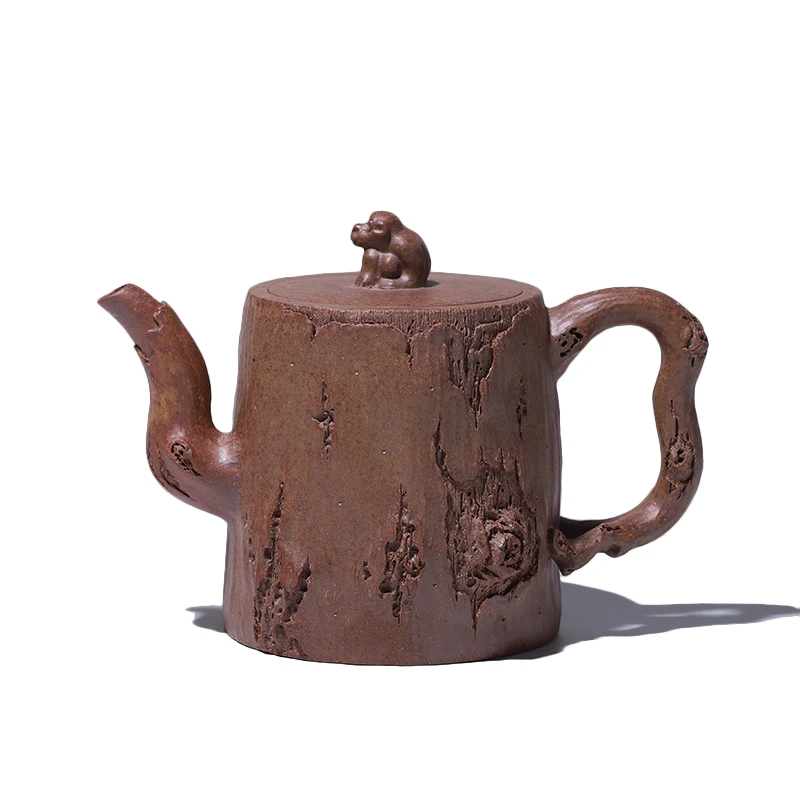 大吉羊柴烧 宜兴紫砂壶茶壶 原矿本山绿泥灵猴抱桩180ml徐顺伟