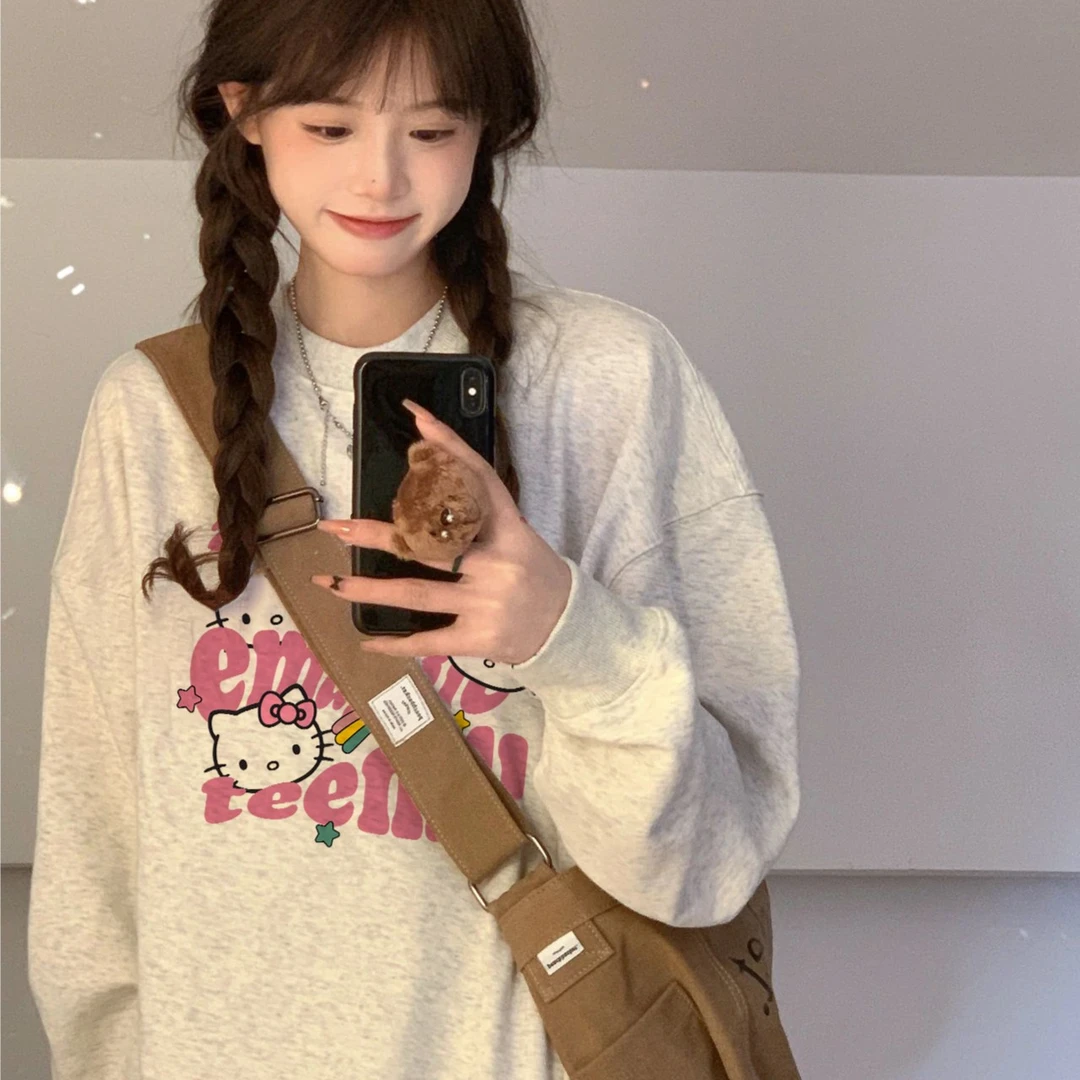 ATZA潮牌卫衣韩版简约字母印花套头连帽卫衣女宽松休闲情侣上衣