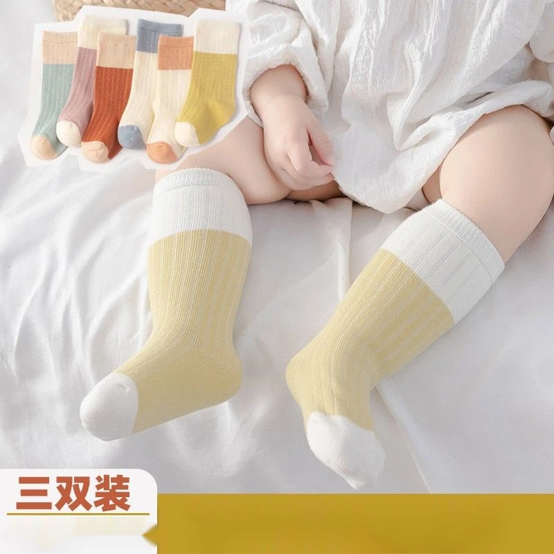 【洛希】新生儿婴儿袜子春秋中筒袜女童松口四季厚婴幼儿洋气JC45