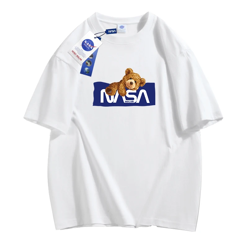 NASACLOT短袖T恤男女夏季宽松时尚圆领纯棉潮牌美式情侣学生t恤潮