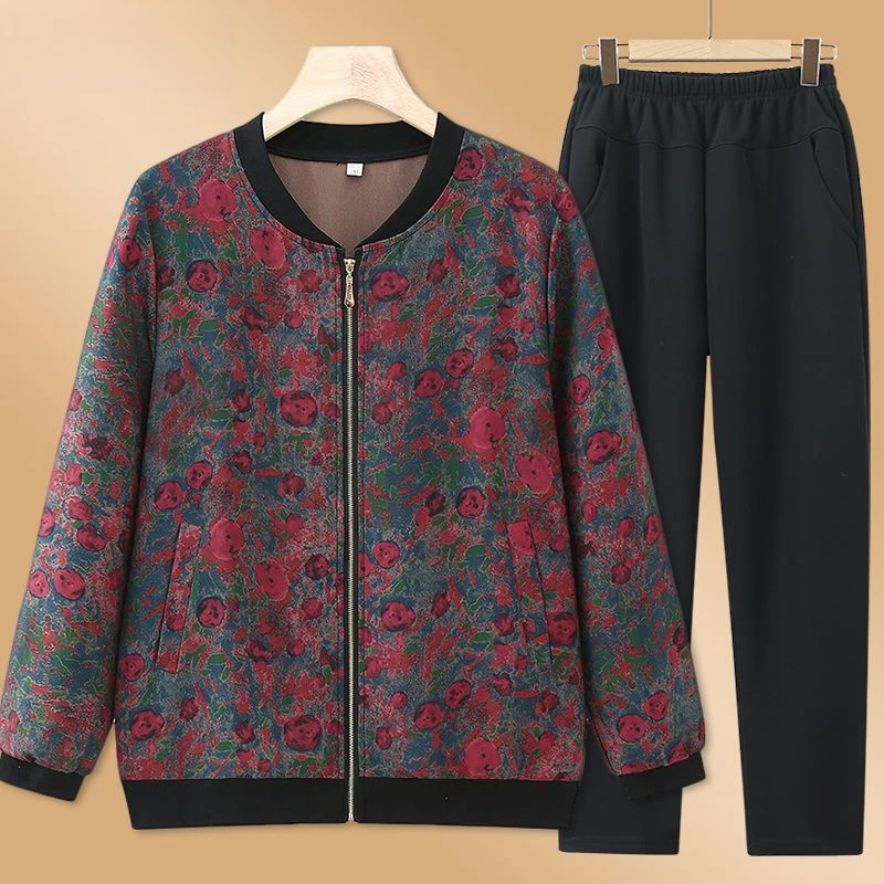 妈妈早秋上衣中年女士开衫大码新款春秋薄款中老年人洋气夹克外套