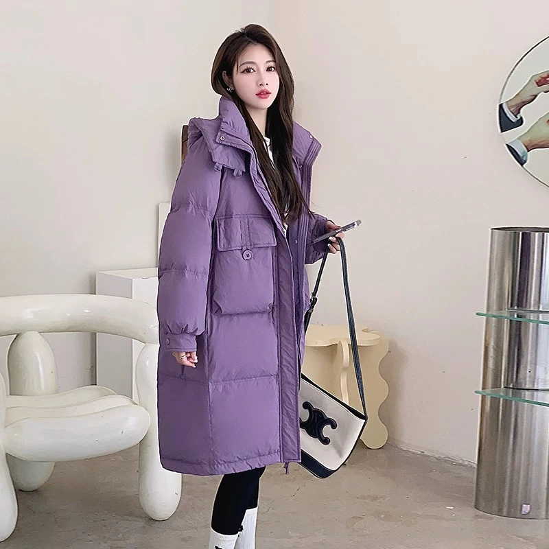 新款外套中长款连帽羽绒服女韩版休闲秋冬抗寒大码宽松百搭又时尚