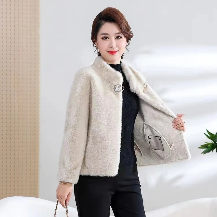 外套轻奢毛绒立领女士毛毛外套时尚休闲加厚洋气气质皮毛百搭春秋