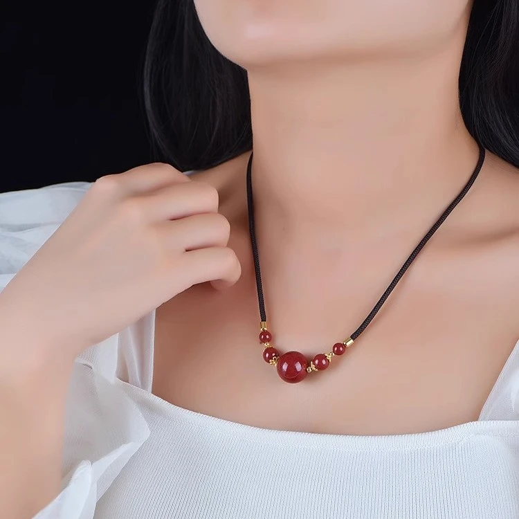 非金属吊坠 时尚女士吊坠含朱纱转运珠百搭气质女款