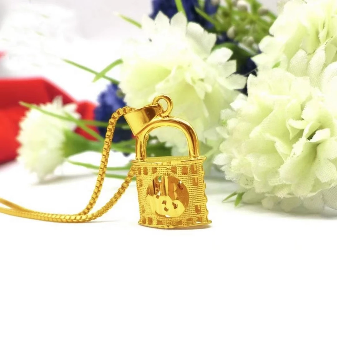 铜合金吊坠 新款轻奢平安锁福字项链吊坠女士项链简约时尚精致