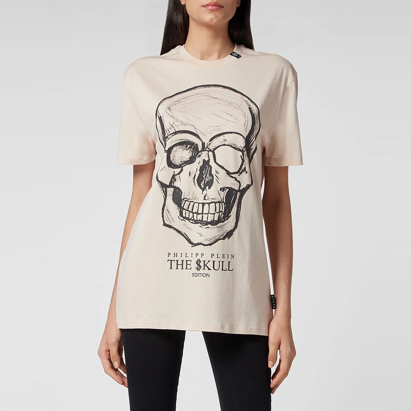 Philipp pleinT恤 女士骷髅印花圆领短袖T恤 菲历沛