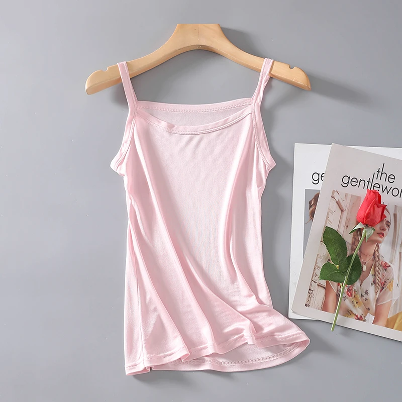 新款双面针织真丝打底衫桑蚕丝吊带背心女高档桑蚕丝打底背心上衣