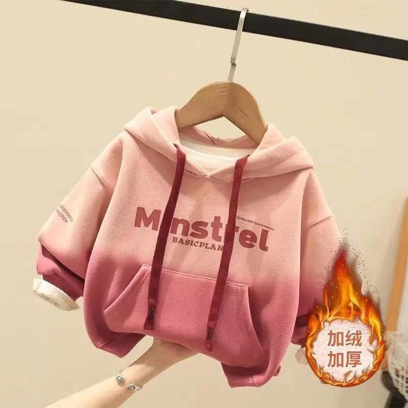 秋冬季新款童装男女童加绒卫衣冬装2023儿童秋冬一体绒加厚宝宝洋