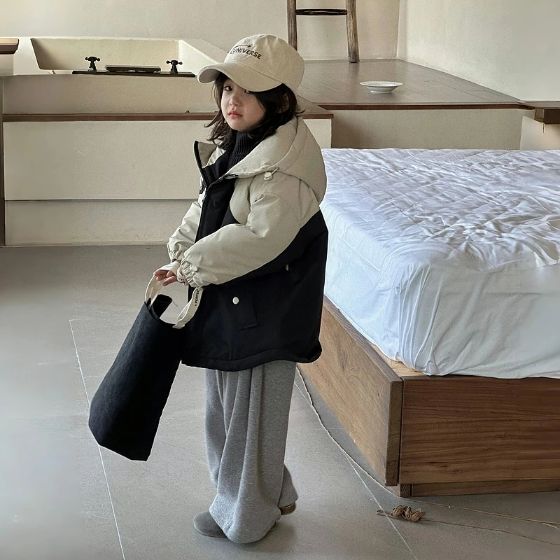 【卖完放假】60501韩版女童加厚冲锋衣2024冬儿童风衣加棉棉衣外套