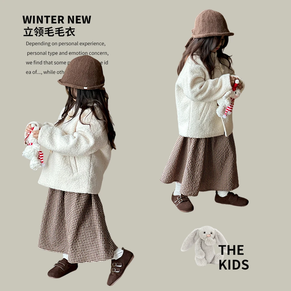 【卖完放假】60332女童韩版洋气加厚毛毛衣2024冬儿童保暖加绒外套