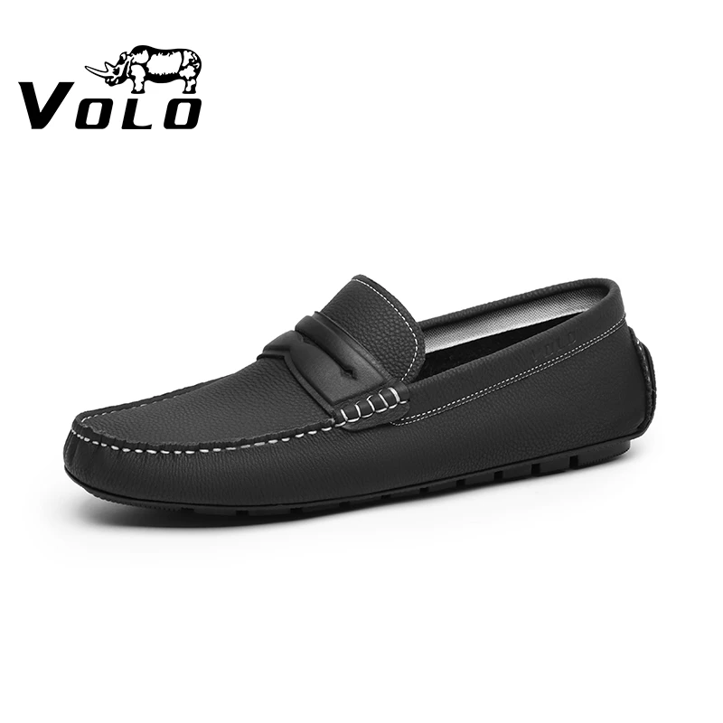 VOLO/犀牛春新品豆豆鞋男士商务休闲皮鞋套脚鞋软底一脚蹬驾车鞋