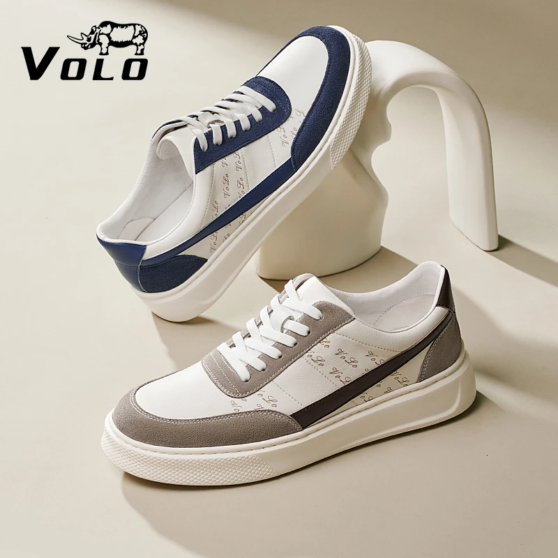 VOLO/犀牛男士时尚低帮男鞋休闲板鞋潮鞋真皮百搭厚底鞋子时尚