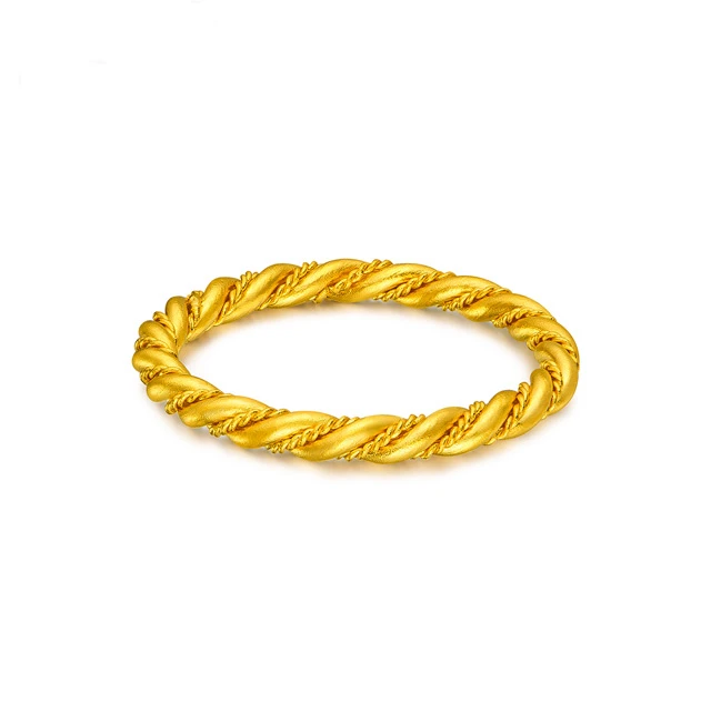 【贞爱福】麻花戒指古法足金9999 女士时尚简约女款ins小众情侣