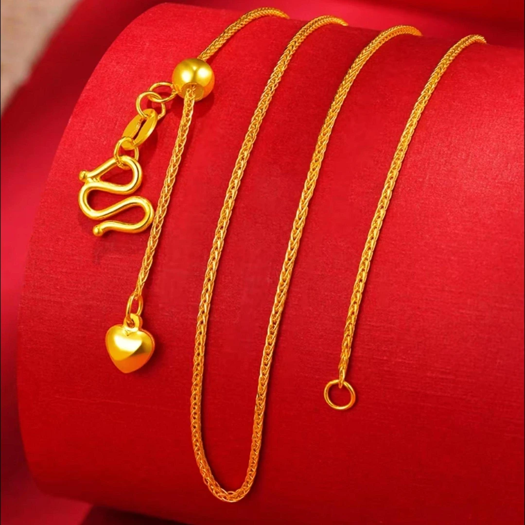 【贞爱福】肖邦链足金素款时尚女士精美送礼物经典百搭可抽拉调节