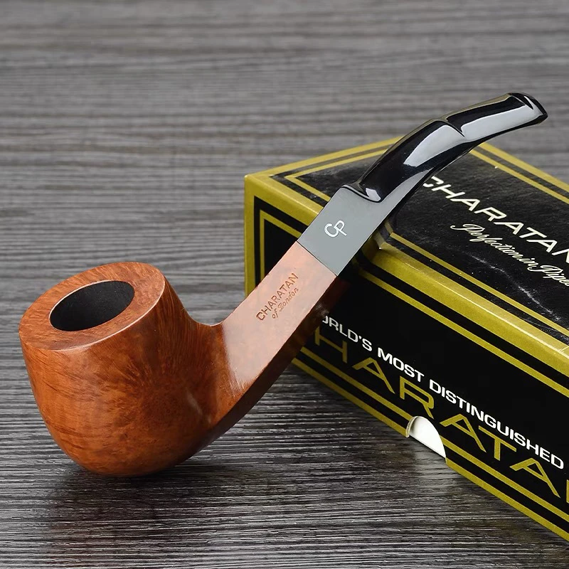 英国进口CHARATAN查尔顿石楠木手工烟斗收藏级弯式光面M-489