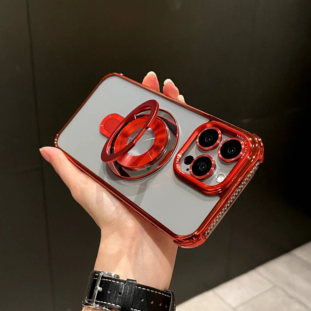 磁吸支架气囊防摔透明适用于苹果iPhone15promax/14/13/12手机壳