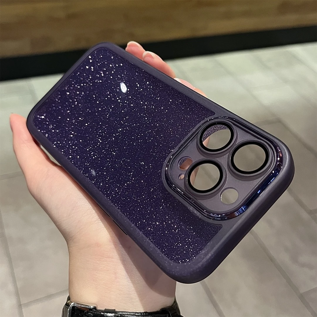 【苹果】透明镜头全包闪粉适用于iPhone14promax/13手机壳防摔软
