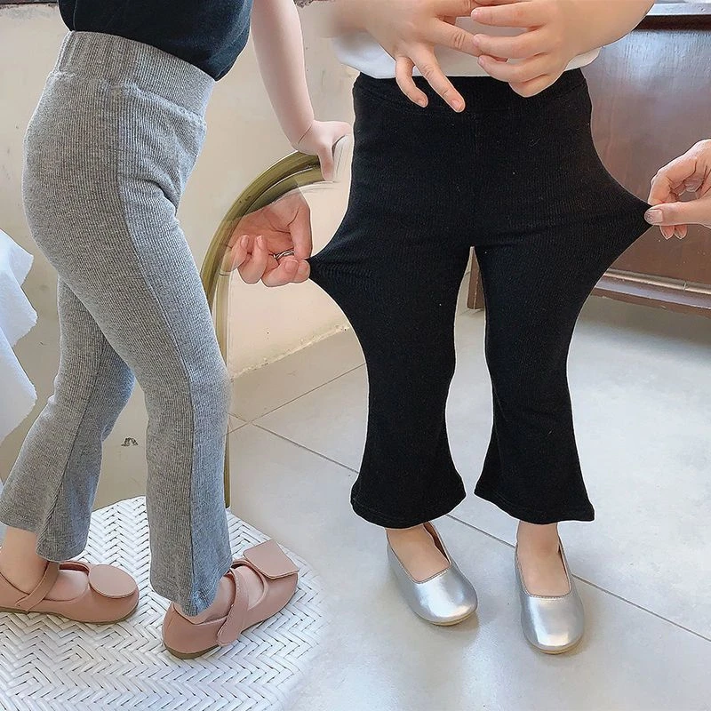兮绯推荐6357女童打底裤女宝宝喇叭裤薄款修身小女孩长裤洋气裤子