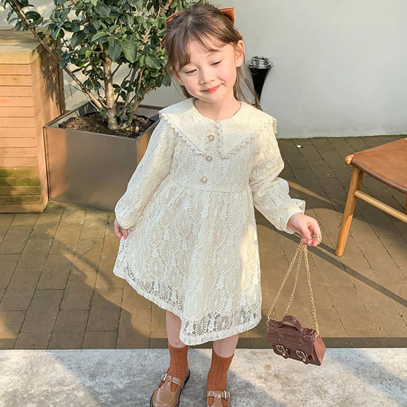 兮绯推荐20226春秋女童连衣裙洋气长袖镂空公主裙女孩时尚裙子