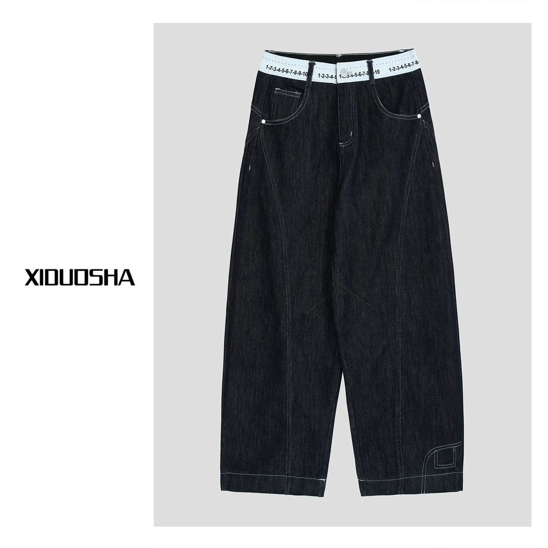 XIDUOSHA/喜朵莎原创款保暖加绒显瘦字母腰头香蕉牛仔裤XDS920
