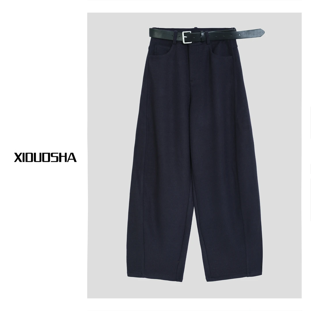 XIDUOSHA/喜朵莎原创设计款简约加厚显瘦款中高腰弯刀裤XDS949