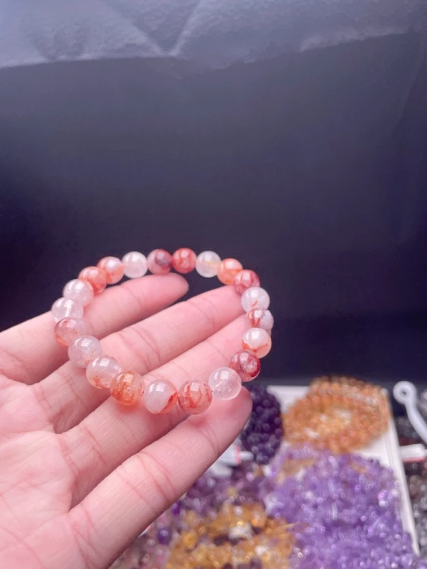 红胶花天然水晶女生手串手链可爱