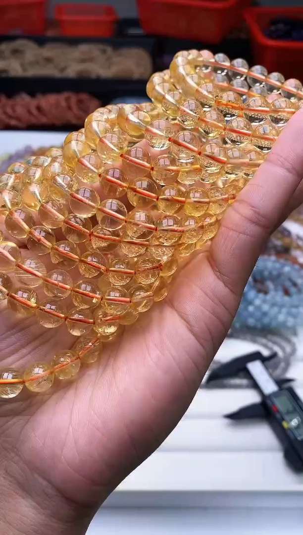 【闪购商品】水晶手链未镶嵌巴西黄水晶手串9m